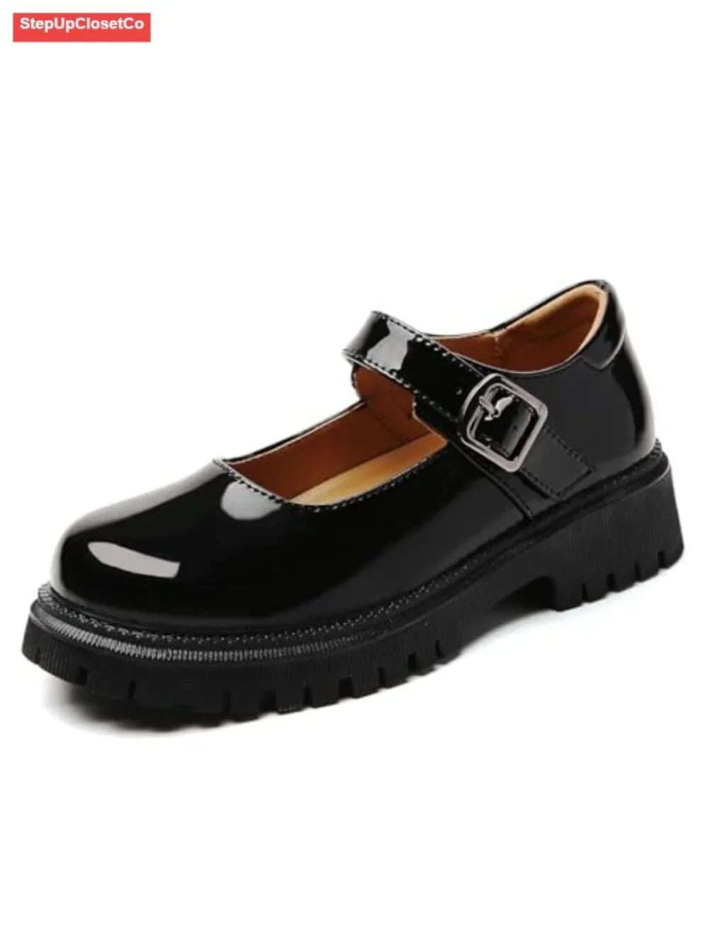 XMM Platform Mary Jane Shoes Women Black Chunky Flats Comfort Ladies Dressy